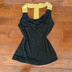 Black Cowl Neck Tank Top